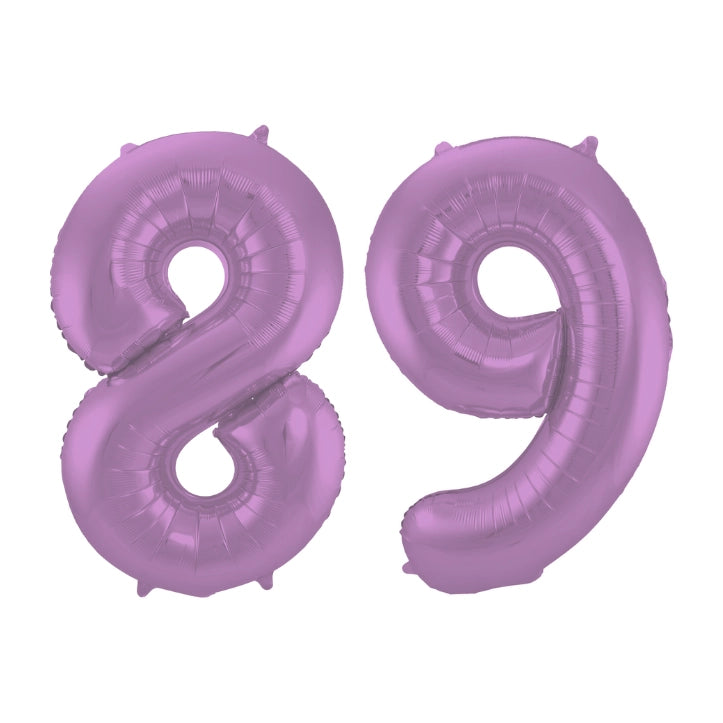 Folieballon 89 jaar metallic paars 86cm