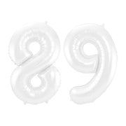 Folieballon 89 jaar metallic wit 86cm