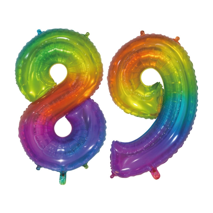Folieballon 89 jaar Regenboog 76cm
