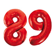 Folieballon 89 jaar rood 86cm