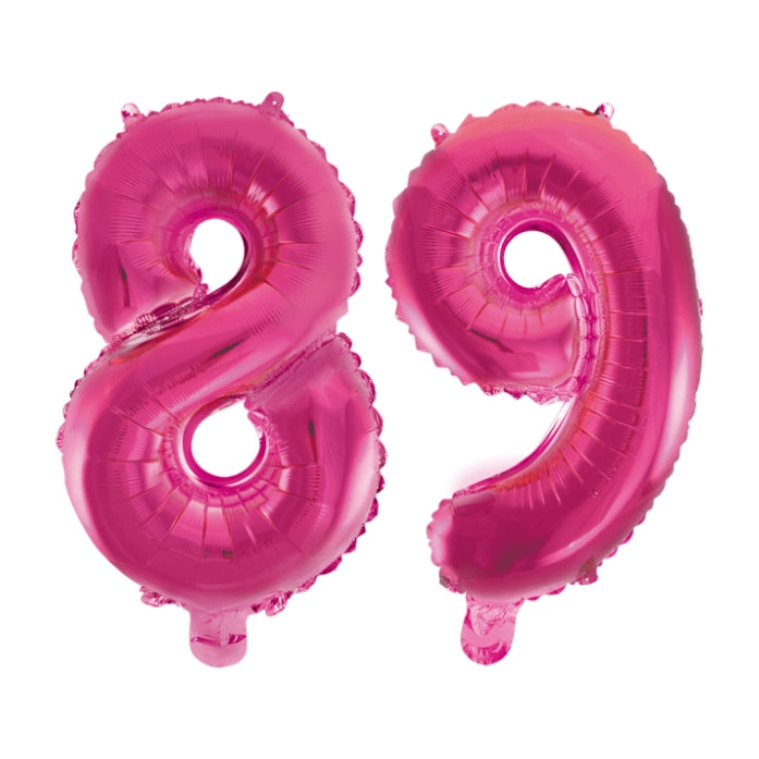 Folieballon 89 jaar roze 86cm