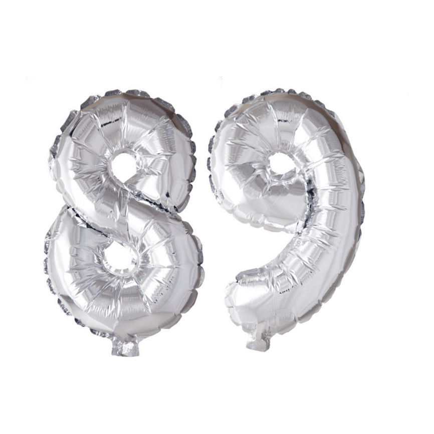 Folieballon 89 jaar zilver 41cm