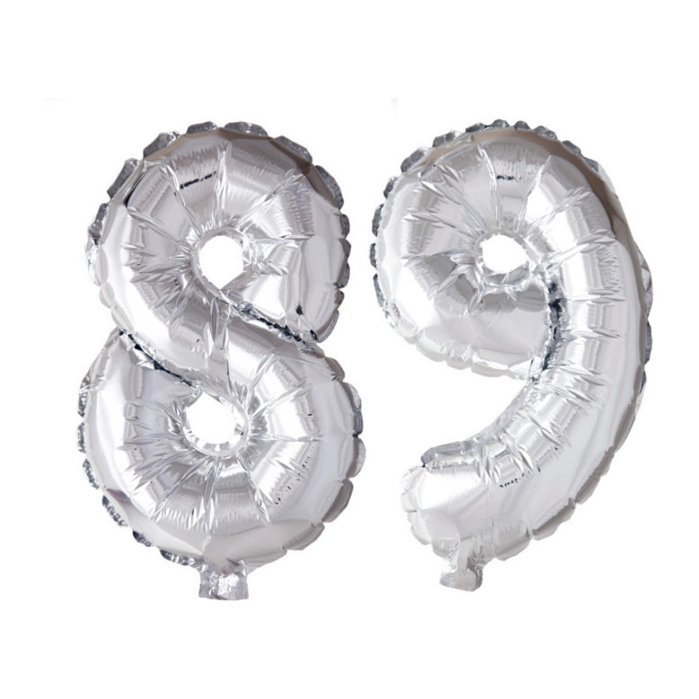 Folieballon 89 jaar Zilver 66cm