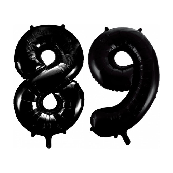 Folieballon 89 jaar zwart 41cm