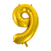 Folieballon 9 jaar Goud 66cm