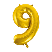 Folieballon 9 jaar Goud 86cm
