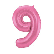 Folieballon 9 jaar metallic roze mat 86cm