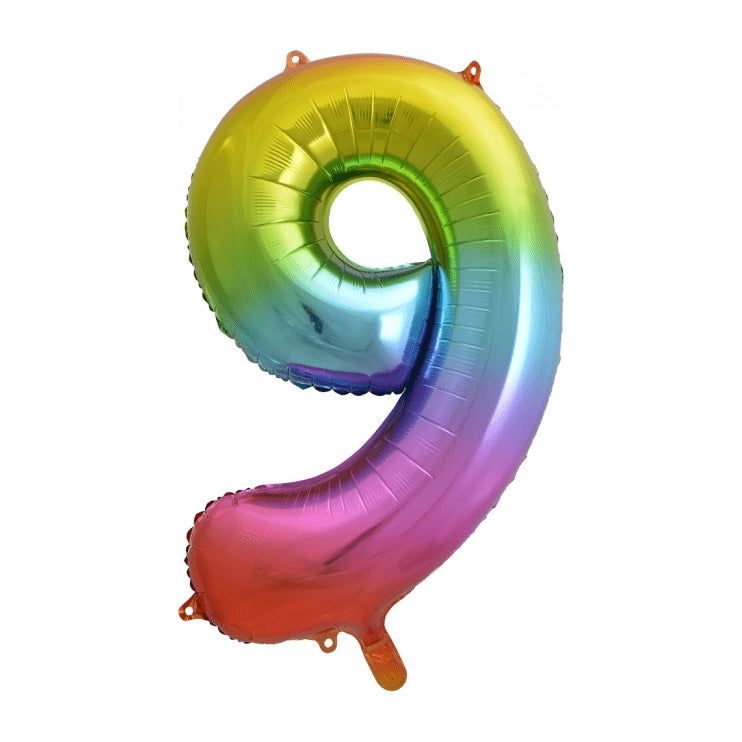 Folieballon 9 jaar Regenboog 86cm