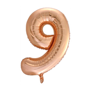 Folieballon 9 jaar Rose Goud 66cm