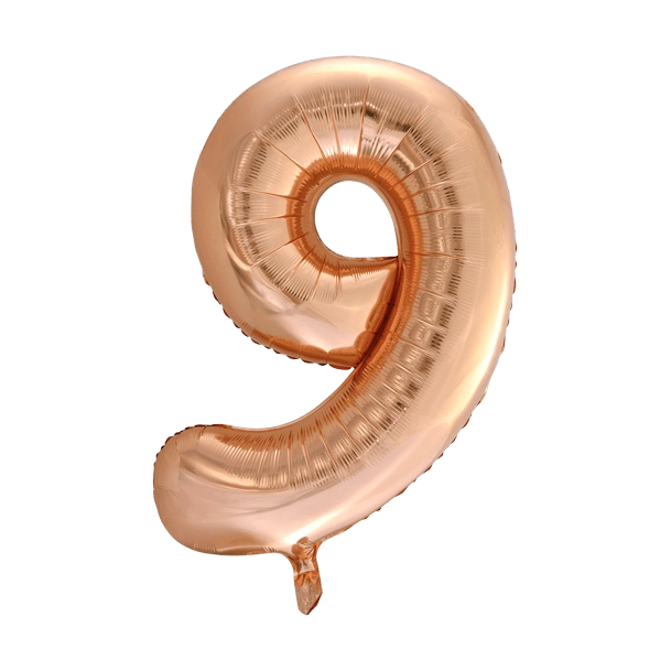 Folieballon 9 jaar Rosé Goud 86cm