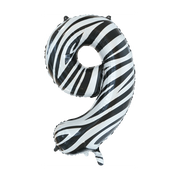 Folieballon 9 jaar zebra 86cm