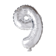 Folieballon 9 jaar zilver 41cm