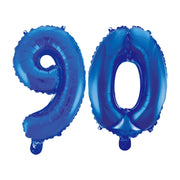 Folieballon 90 jaar blauw 41cm
