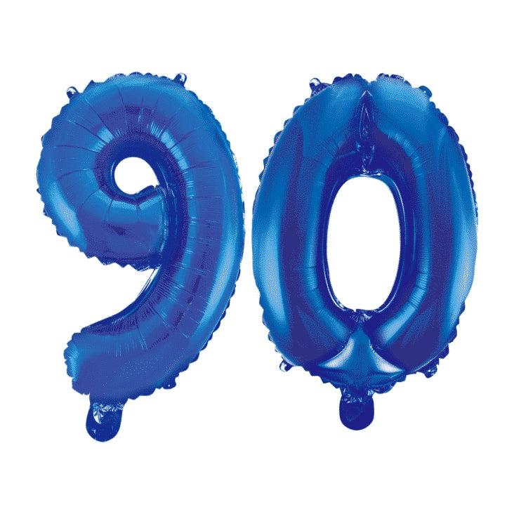 Folieballon 90 jaar blauw 41cm