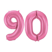 Folieballon 90 jaar metallic roze mat 86cm