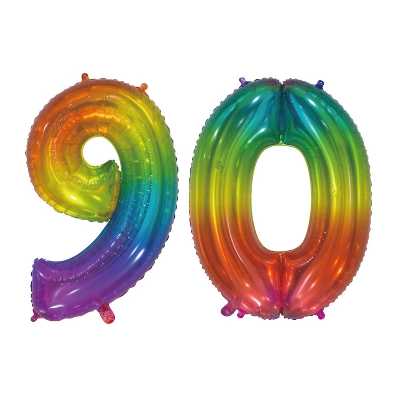 Folieballon 90 jaar Regenboog 76cm