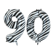 Folieballon 90 jaar zebra 86cm