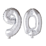 Folieballon 90 jaar zilver 41cm