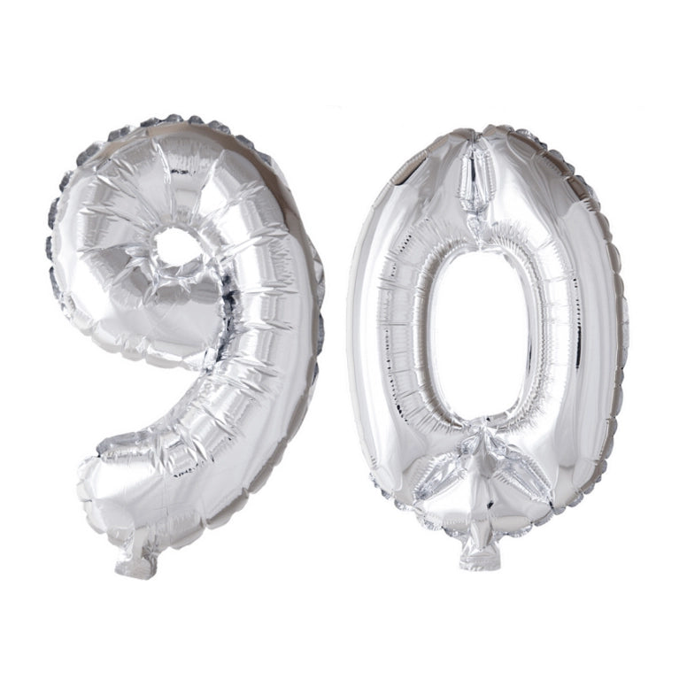 Folieballon 90 jaar zilver 41cm
