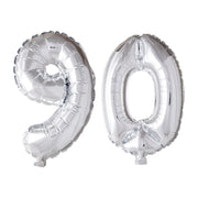 Folieballon 90 jaar Zilver 66cm