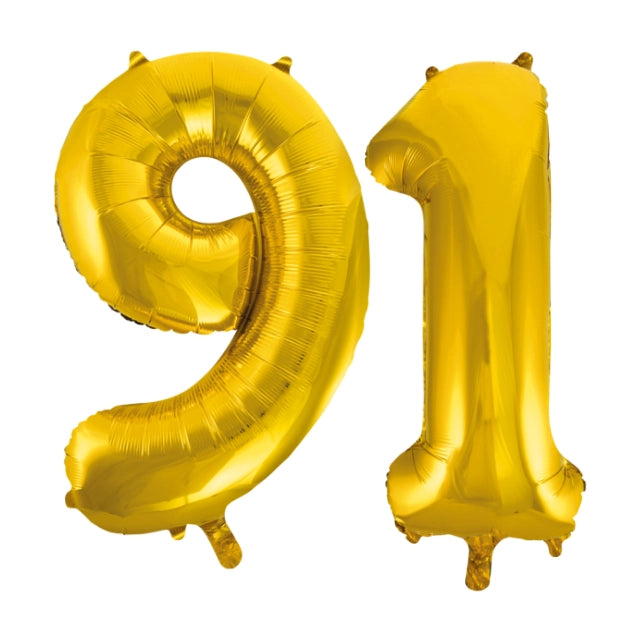 Folieballon 91 jaar Goud 66cm