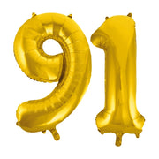 Folieballon 91 jaar Goud 86cm