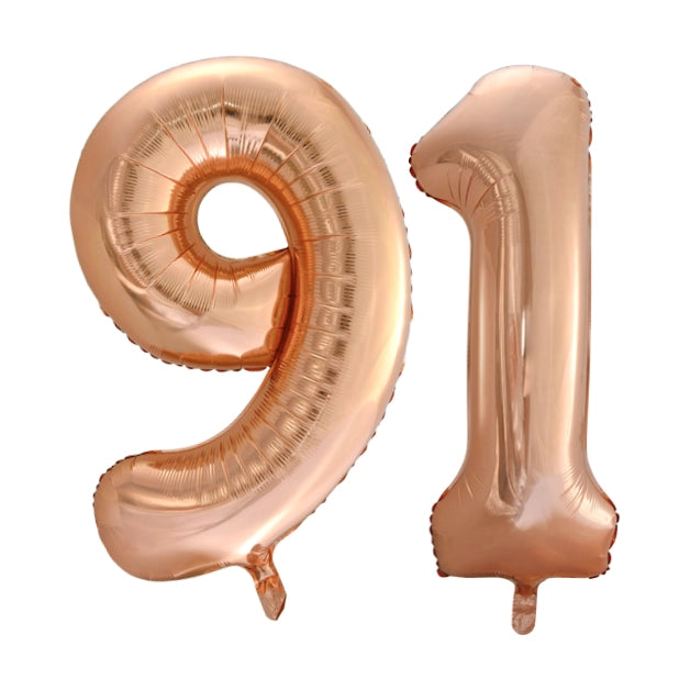 Folieballon 91 jaar Rose Goud 66cm