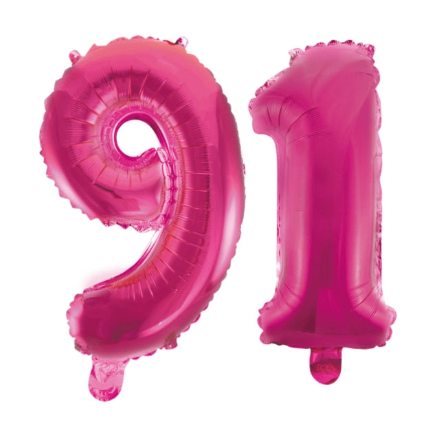 Folieballon 91 jaar roze 86cm