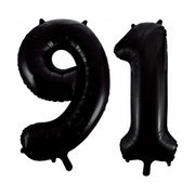 Folieballon 91 jaar zwart 41cm