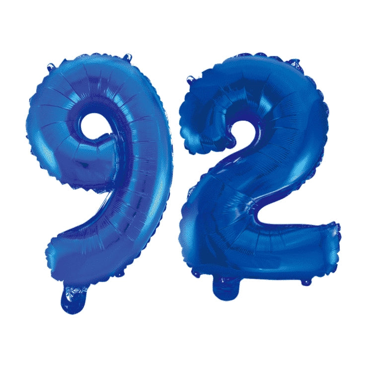 Folieballon 92 jaar blauw 86cm