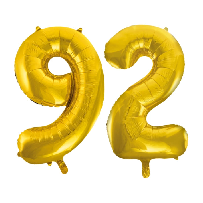 Folieballon 92 jaar Goud 66cm