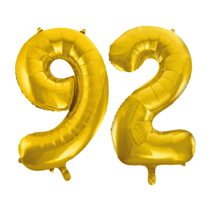 Folieballon 92 jaar Goud 86cm