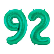 Folieballon 92 jaar metallic groen 86cm