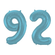 Folieballon 92 jaar metallic pastel blauw mat 86cm