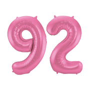 Folieballon 92 jaar metallic roze mat 86cm