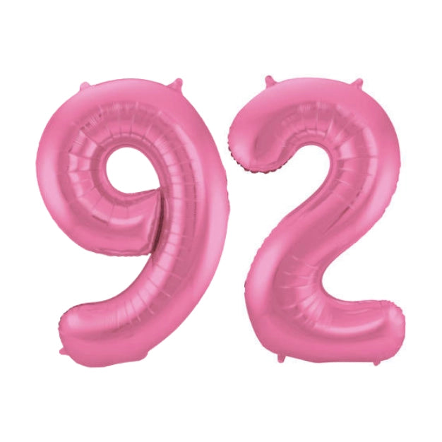 Folieballon 92 jaar metallic roze mat 86cm