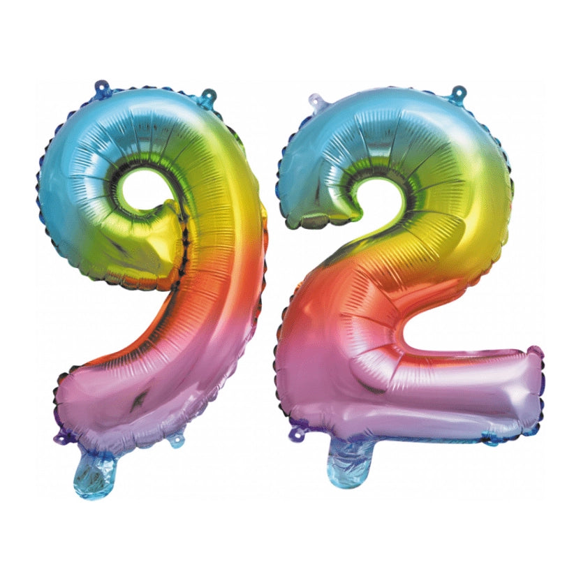 Folieballon 92 jaar Regenboog 41cm