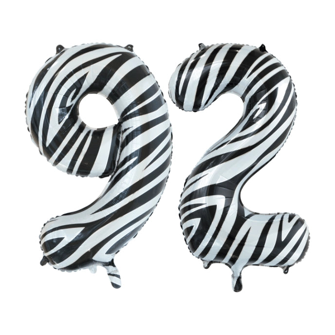 Folieballon 92 jaar zebra 86cm