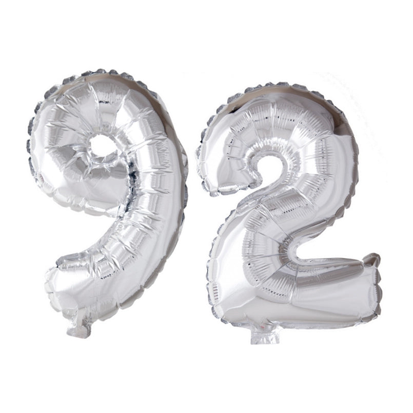 Folieballon 92 jaar Zilver 66cm