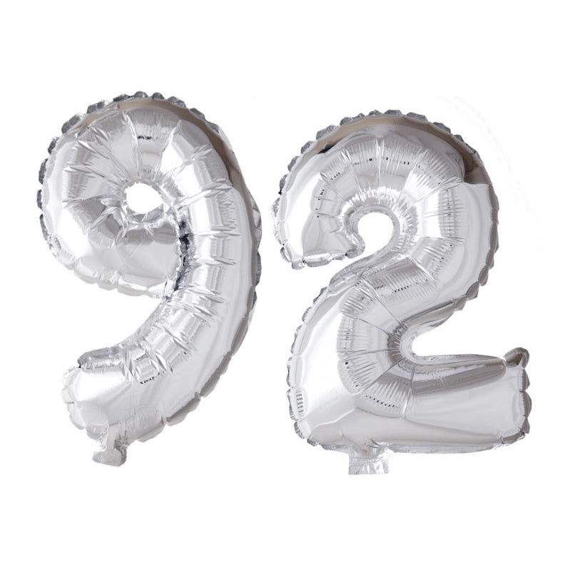 Folieballon 92 jaar zilver 86cm