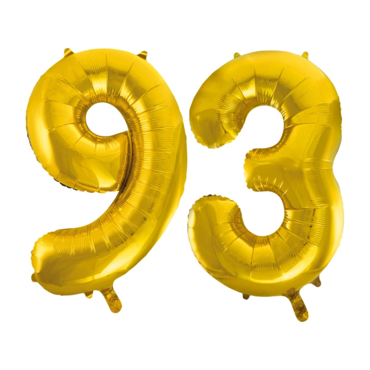 Folieballon 93 jaar Goud 66cm