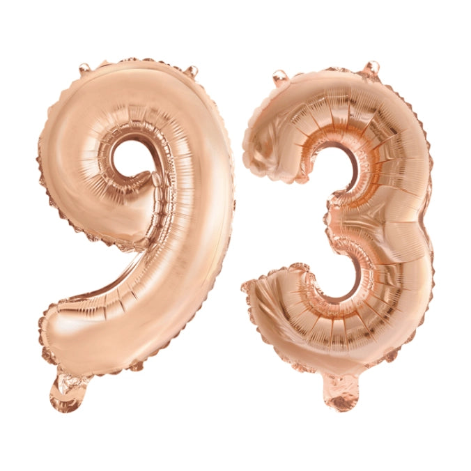 Folieballon 93 jaar Rosé Goud 41cm