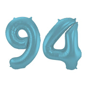 Folieballon 94 jaar metallic pastel blauw mat 86cm