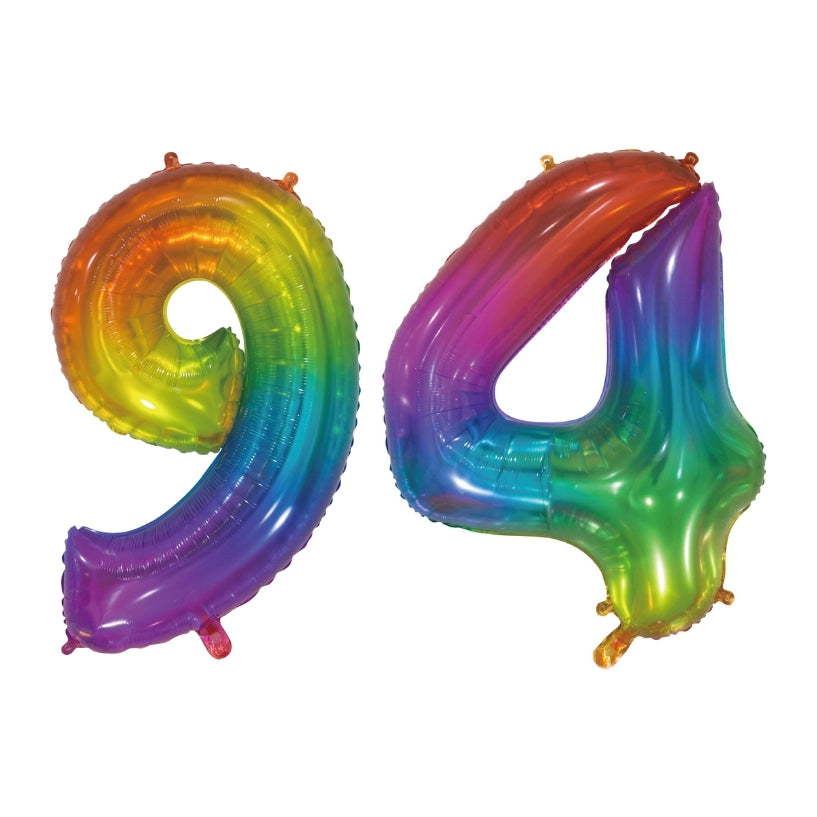 Folieballon 94 jaar Regenboog 76cm