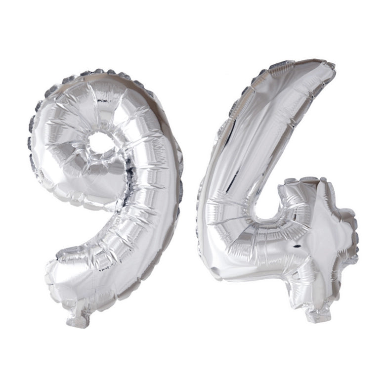 Folieballon 94 jaar zilver 86cm