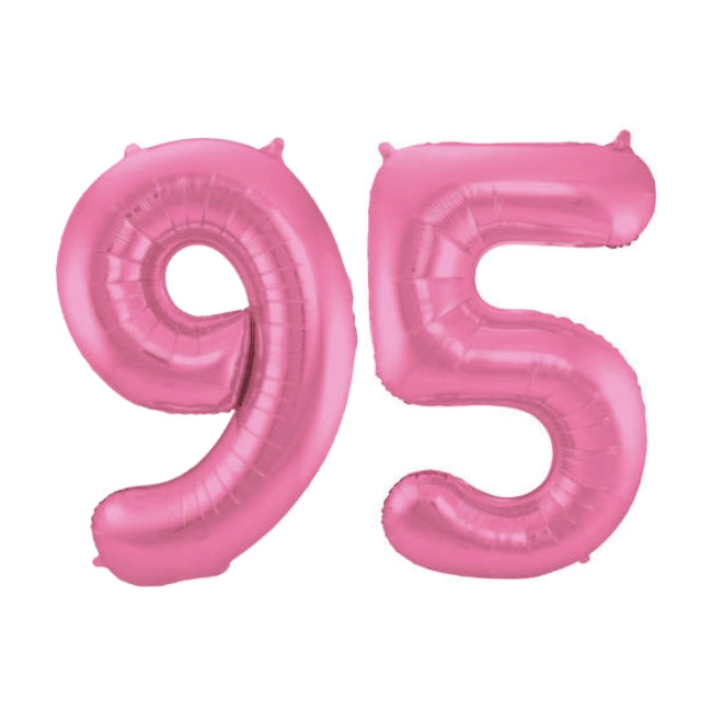Folieballon 95 jaar metallic roze mat 86cm