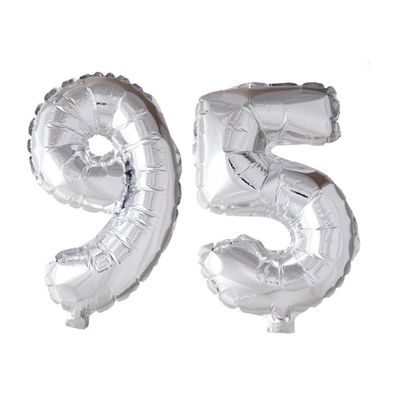 Folieballon 95 jaar zilver 41cm