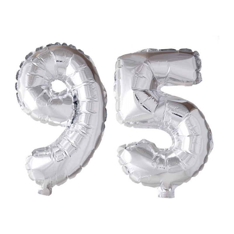 Folieballon 95 jaar Zilver 66cm