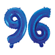 Folieballon 96 jaar blauw 86cm