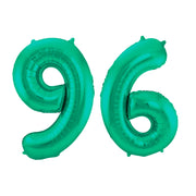 Folieballon 96 jaar metallic groen 86cm